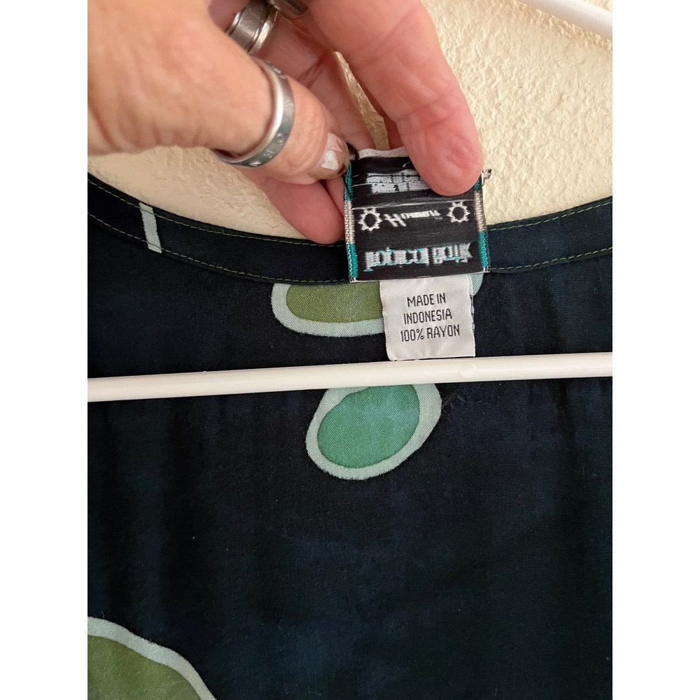 Tropical Batik Hawaii Kimono Cardigan Green Medium (8) - Picture 7 of 7